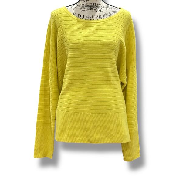 Lafayette 148 Size XL Yellow Cotton Cashmere Sweater Designer - Picture 1 of 6